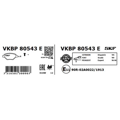 SKF Bremsbelagsatz, Scheibenbremse VKBP 80543 E für Peugeot LANCIA Fiat Ford Citroën