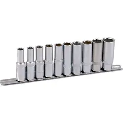 1/2" Stecknuss Satz auf Schiene 10tlg tiefe Nüsse