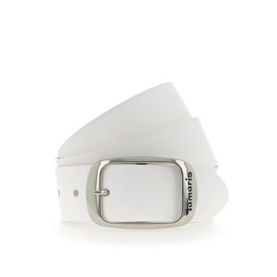 Ledergürtel TAMARIS "Carmen Silver", Damen, Gr. 120, weiß, Rindsleder, unifarben, Gürtel Ledergürtel, aus Rindsleder, mit Doppelschließe, 4 cm breit