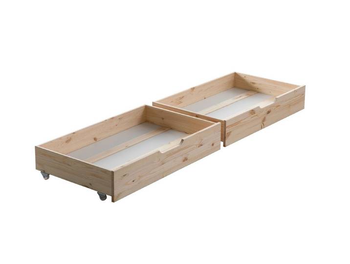 Ticaa Bettschubkasten Schubkasten Set / Zusatzbett, Zusatzbett inkl. Rollrost, Praktisches Zubehör mit Funktion