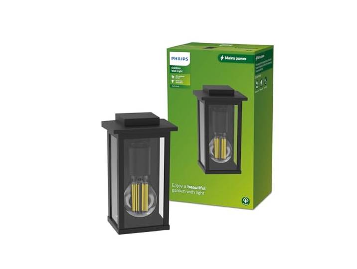 Philips Outdoor Mirth Wandleuchte eckig, max. 25W, exkl. Leuchtmittel, IP44 wetterfest, schwarz