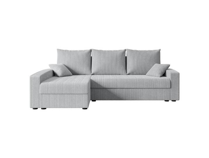 ECKSOFA mit Schlaffunktion und Bettkasten ALESIA-L 231x140x90 cm Grau Cord
