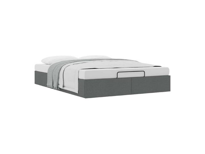 vidaXL Bett Ottoman Bettgestell Dunkelgrau 152 x 203 cm Stoff (1-tlg), Ottoman Bettgestell Dunkelgrau 152 x 203 cm Stoff