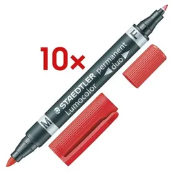 Staedtler 10x Permanent-Marker »Lumocolor permanent duo« rot