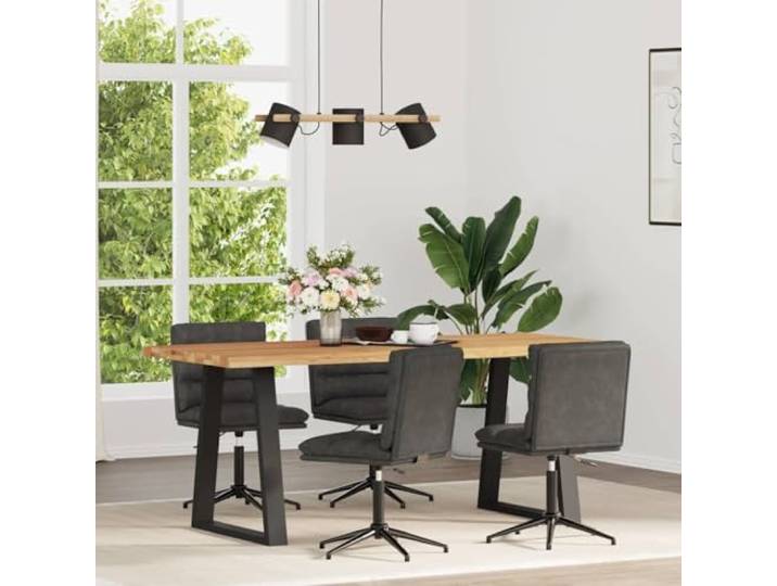 KTHLBRH 4er Set Esszimmerstühle Schwarz Kunstleder mit Metall-Holz-Gestell Pflegeleicht, höhenverstellbar, dick gepolstert, stabiler Stand, vielseitig nutzbar