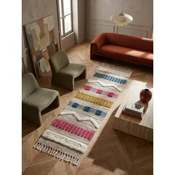Läufer gestreift Natur-Bunt 60 x 230 cm - WHARFE   Kadima Design