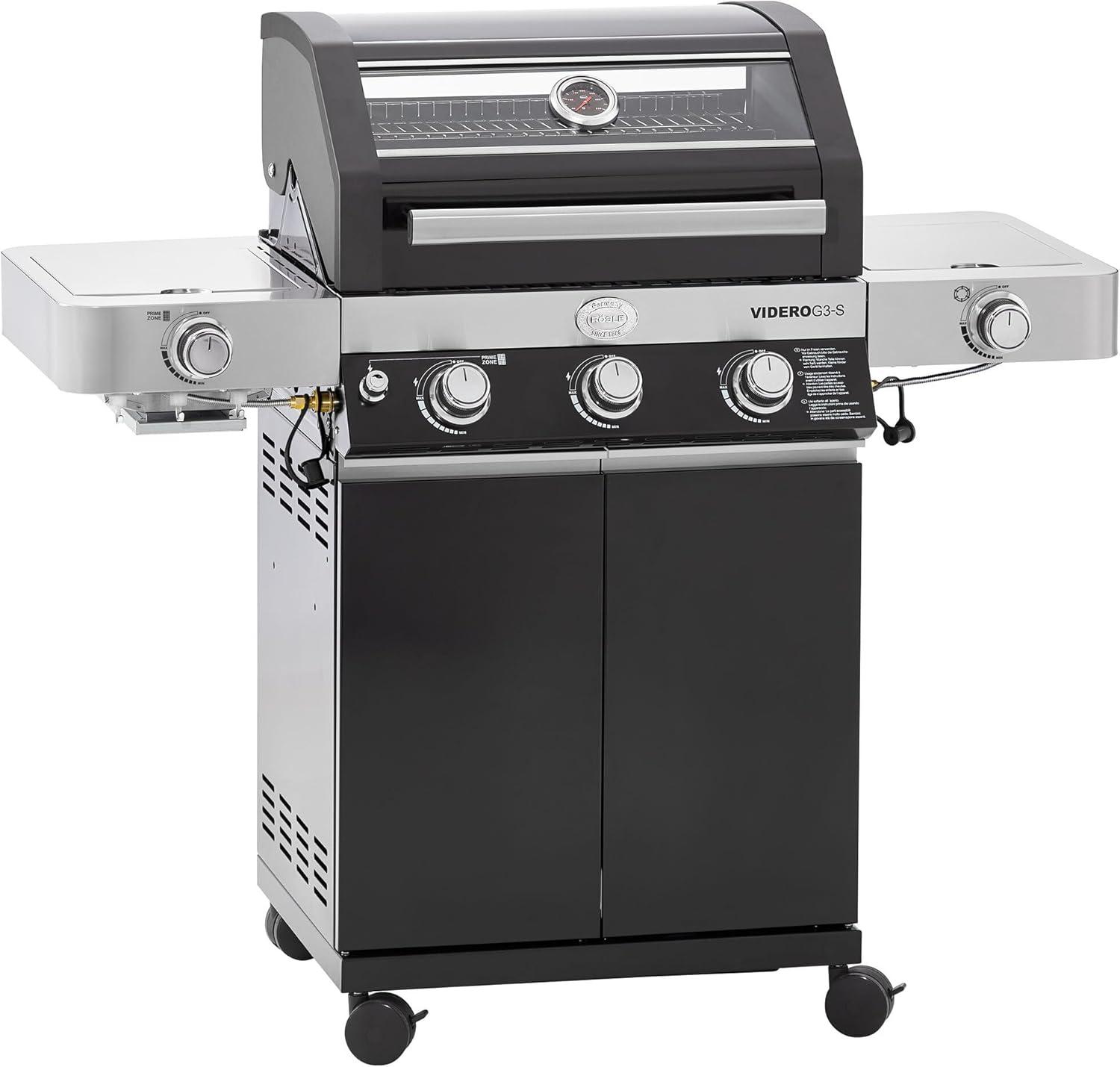 RÖSLE Gasgrill BBQ-Station VIDERO G3-S Schwarz Primezone Seitenbrenner