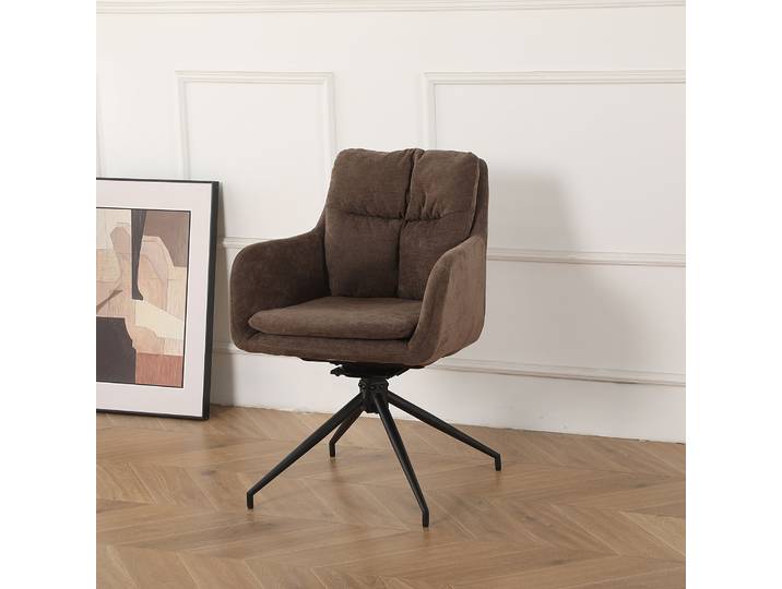 Drehbarer Armlehnenstuhl SEJEN 60 x 82 x 65cm Chenille Majda: Braun Braun/Braun 4er Set
