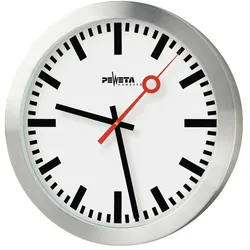 Peweta, Wanduhr, Wanduhr Bahnhof silber 30,0 cm Aluminium (30 cm)
