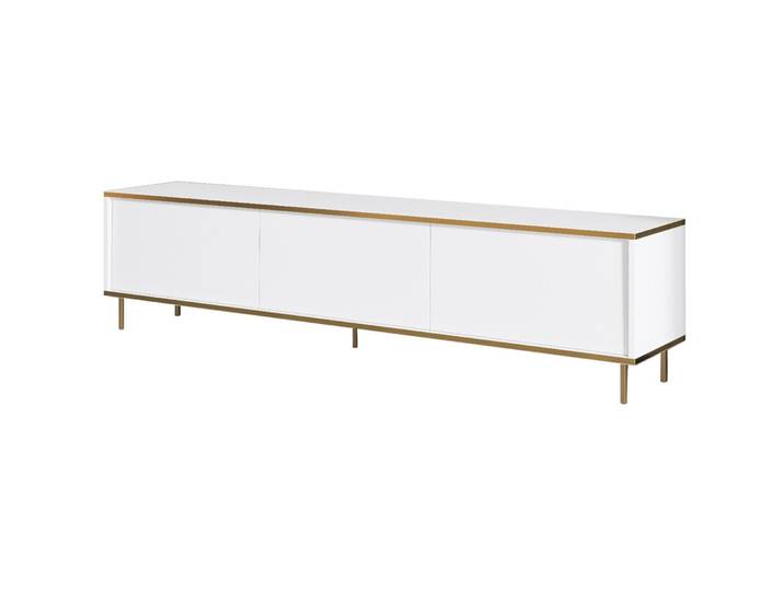 TV-Möbel Georis Weiss/Gold Holzwerkstoff B 180 cm - TV-Möbel
