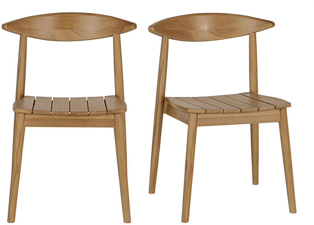 Miliboo Stapelbare Gartenstühle aus massivem Teakholz (Set mit 2) SAGARA