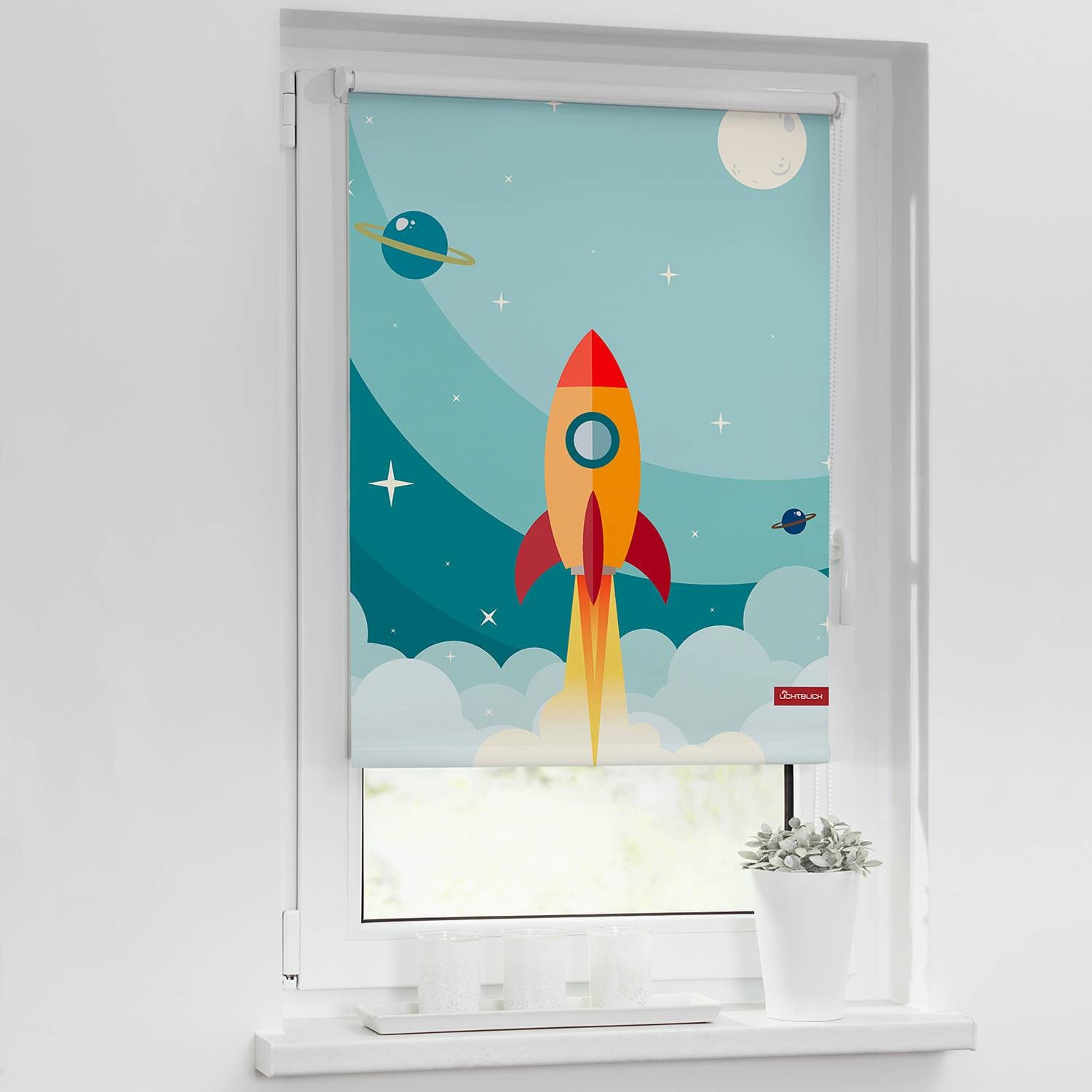 home24 Rolgordijn Raket blauw B: 45 cm, H: 150 cm