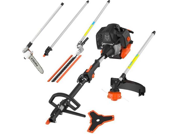 FUXTEC benzine multitool FX-MT252ER – 5-in-1 bosmaaier met 52cc 2-takt motor\, 3 pk – incl. heggenschaar\, snoeigereedschap\, verlengstuk & draagriem
