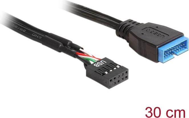 Delock 83281 USB 3.0 Kabel van Pinheader 19-pins naar 9-pins, 0,30 m
