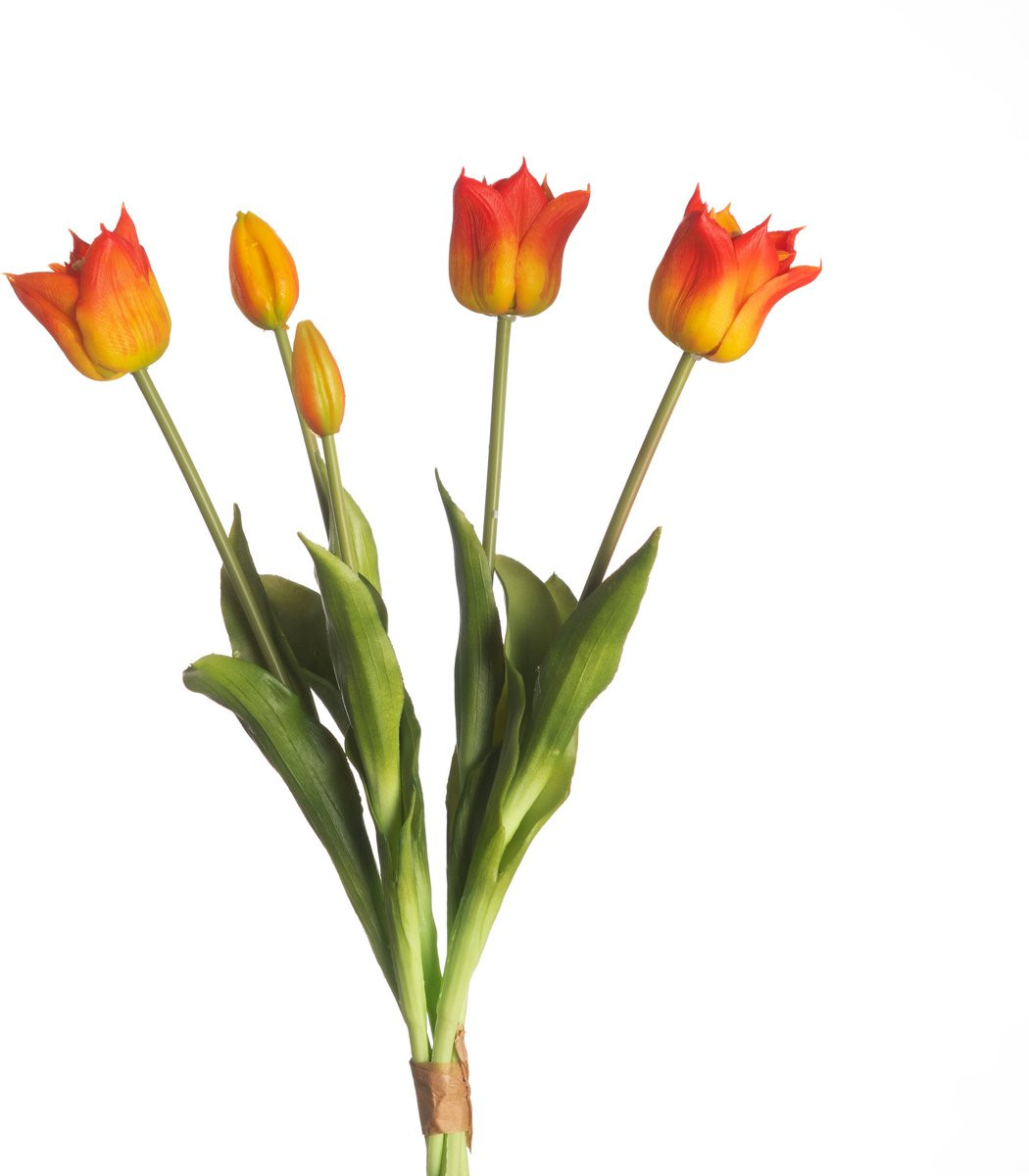 Real Touch Kunsttulpen Boeket - 5 Stuks - Oranje