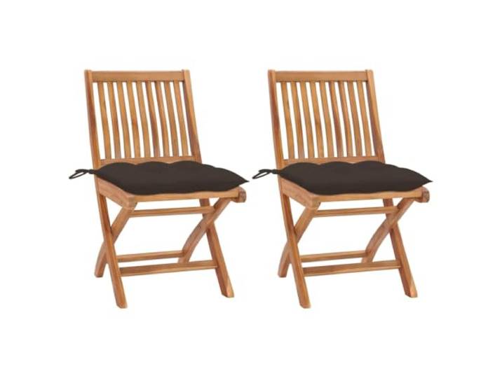 ZQQLVOO Klappstühle 2 Stück mit Taupefarbenen Kissen aus Massivem Teakholz Zusammenklappbar, glatte Textur, ergonomische Form, dick gepolstert, 110 kg belastbar
