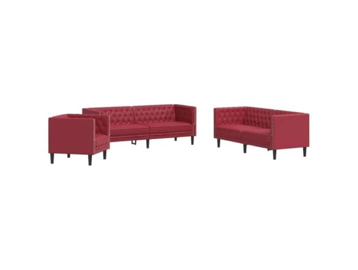 vidaXL 3-TLG. Chesterfield-Sofa-Set Weinrot Kunstleder