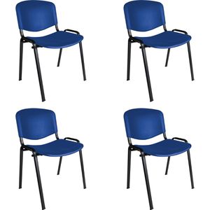 Topsit Besucherstuhl Kunststoff, stapelbar, Vierfußstuhl, Kunststoff, blau, 4 Stück