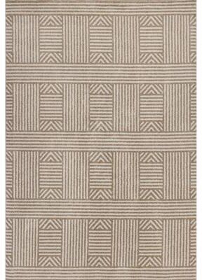 Domani Lesedi Beige Geometric Weave Outdoor Area Rug