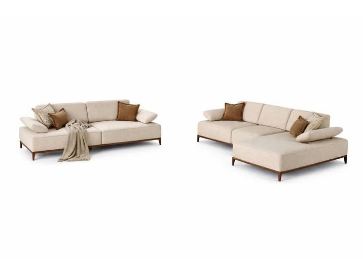 JVmoebel Ecksofa Wohnzimmer Set Modern Weiß Ecksofa 3-Sitzer Sofa Designer-Set Stoff, 4 Teile