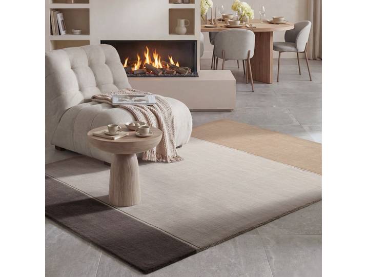 Wollteppich VILLEROY & BOCH Quentin , beige (creme beige braun), B:160cm H:16mm L:230cm, Oberfläche: 100% Wolle. Rückseite: 100% Baumwolle, Teppiche, Wollteppich, Wolle, Natur, Handgemacht, Landhaus, Skandi, Wohnzimmer, Schlafzimmer