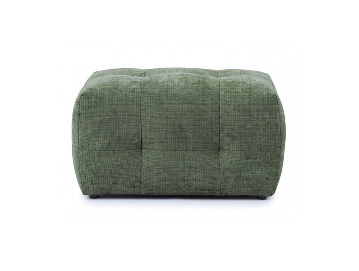 Polsterhocker mit raffinierten Steppungen zu passendem Sofa, Chenille-Bezug Grün / 21055