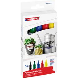 Edding 3000 4-3000-5 Permanentmarker Schwarz, Blau, Rot, Grün, Gelb wasserfest: Ja
