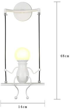 Uplifted Goods Creative Little Man Wall Lamp white Swing Light w o Bulb
