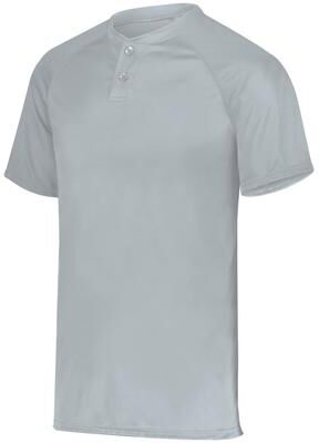 Augusta Sportswear AG1565 Athletic Attain Wicking Two-Button Baseball Jersey T-Shirt in Silver size 5XL   Polyester 1565