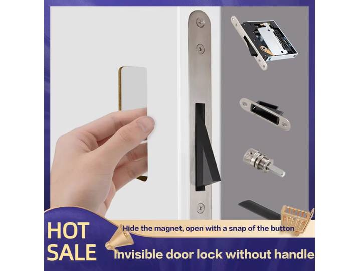 Serrure de porte Invisible, porte en bois, serrure d'attraction magnétique poussoir à ouvrir, serrure cachée inversée intérieure minimaliste, poignée de porte