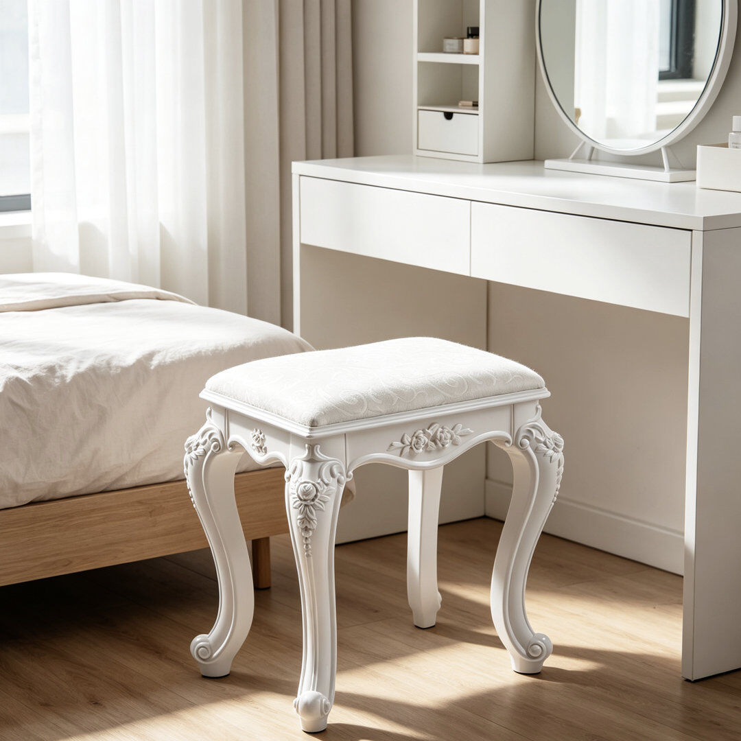 Lark Manor Banda Accent Stool White 43cm H X 40cm W X 29cm D