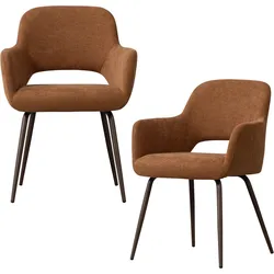 Esszimmerstuhl WOOOD "Jenny mit Hope-Gewebtem Bezug und Metallgestell, B 58 x T 58 x H 80 cm", braun (braun, braun), B:58cm H:80cm T:58cm, Holzwerkstoff, Metall, Stühle, Esszimmerstuhl, (Set, 2 St) durchschnittliche Sitzhöhe, Tragkraft 100 kg
