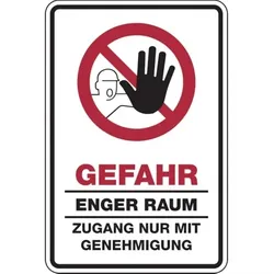 Dreifke® Aufkleber | Verbotsschild, Kombischild, Gefahr enger Raum - pr - 200x300 mm Folie selbstklebend