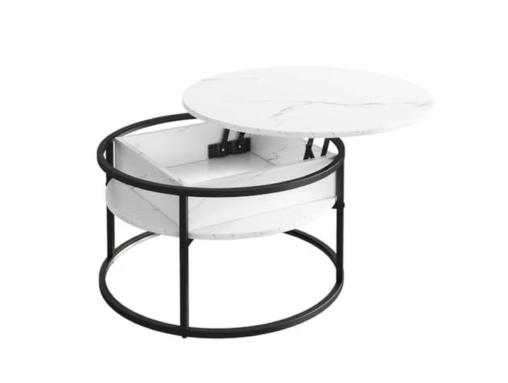 Vicco Couchtisch Marlo , Marmor Weiß, 77 x 77 cm mit klappbarer Tischplatte zur flexiblen Nutzung im Wohnbereich
