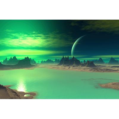 Fototapete PAPERMOON "PLANETEN-FUTURISTISCH WELTRAUM MOND GALAXIE UNIVERSUM", bunt, B:4m L:2,6m, Vlies, Tapeten