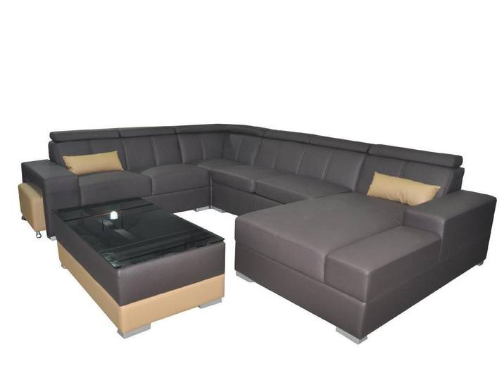 JVmoebel Wohnlandschaft Elegantes Leder-Ecksofa mit hochwertiger Polsterung und Zierstreifen, Made in Europa