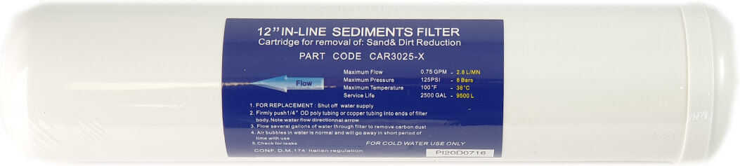 Filtro In Linea A Sedimenti 1/4" Fpt 2,5"X12" - 5 Micron