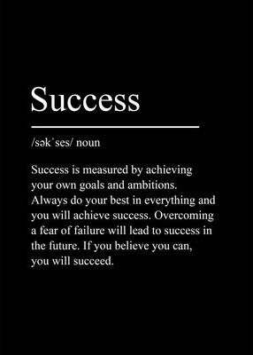 Uplift Essentials Minimalist Success Definition Canvas Inspirational Black Wall Art For Office, Home & Studio Decor success 19.7 X 27.6 In