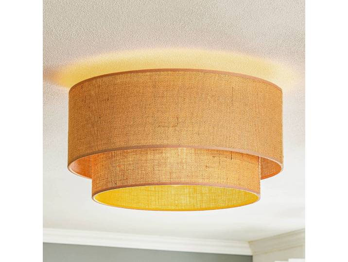 Deckenleuchte Boho jute Duolla, dimmbar, braun / rost, für Wohn- / Esszimmer, Textil / Stoff / Seide, Landhaus / Rustikal