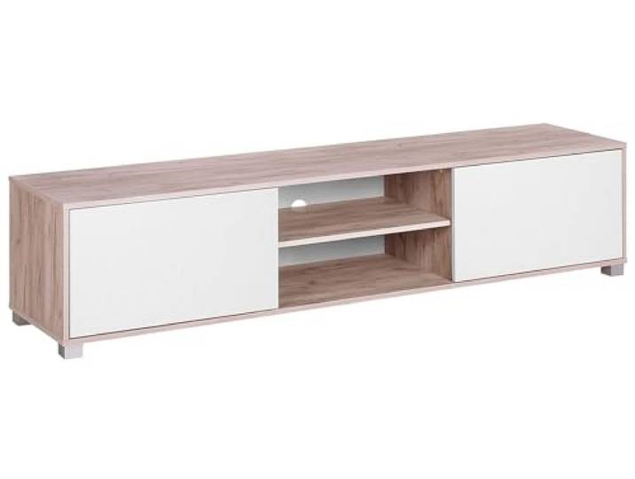 Beliani TV-Möbel Braun Faserplatte 2 Türen Fernsehschrank Holzwerkstoff, 2 Einlegeböden, Laminiert, 180 x 41 x 41 cm