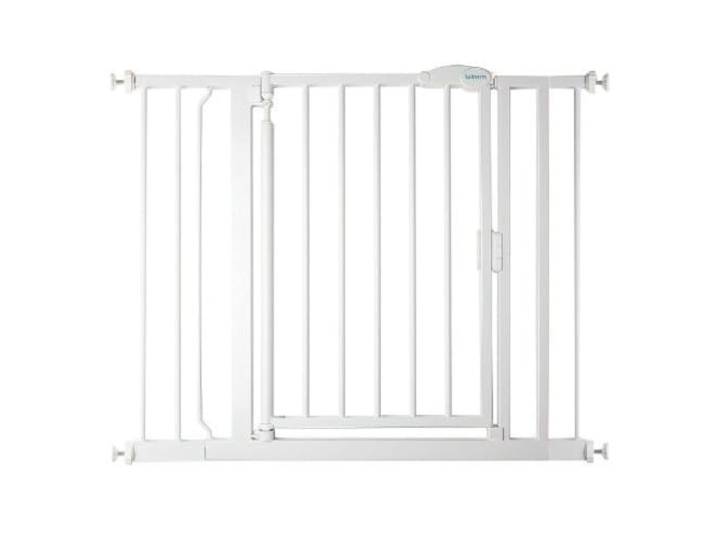 Safetots Self Closing Klemhek, Zelfsluitend, Traphekje Zonder Boren, Klembevestging, 96.6 cm - 103.6 cm, Wit, Veiligheidshekje voor trap en deur, Kinderhek Eenvoudig Geïnstalleerd