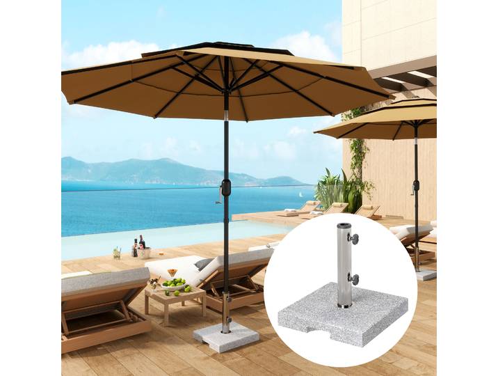 Outsunny Pied de Parasol Granit 21kg Ø32-48mm Poignées Gris
