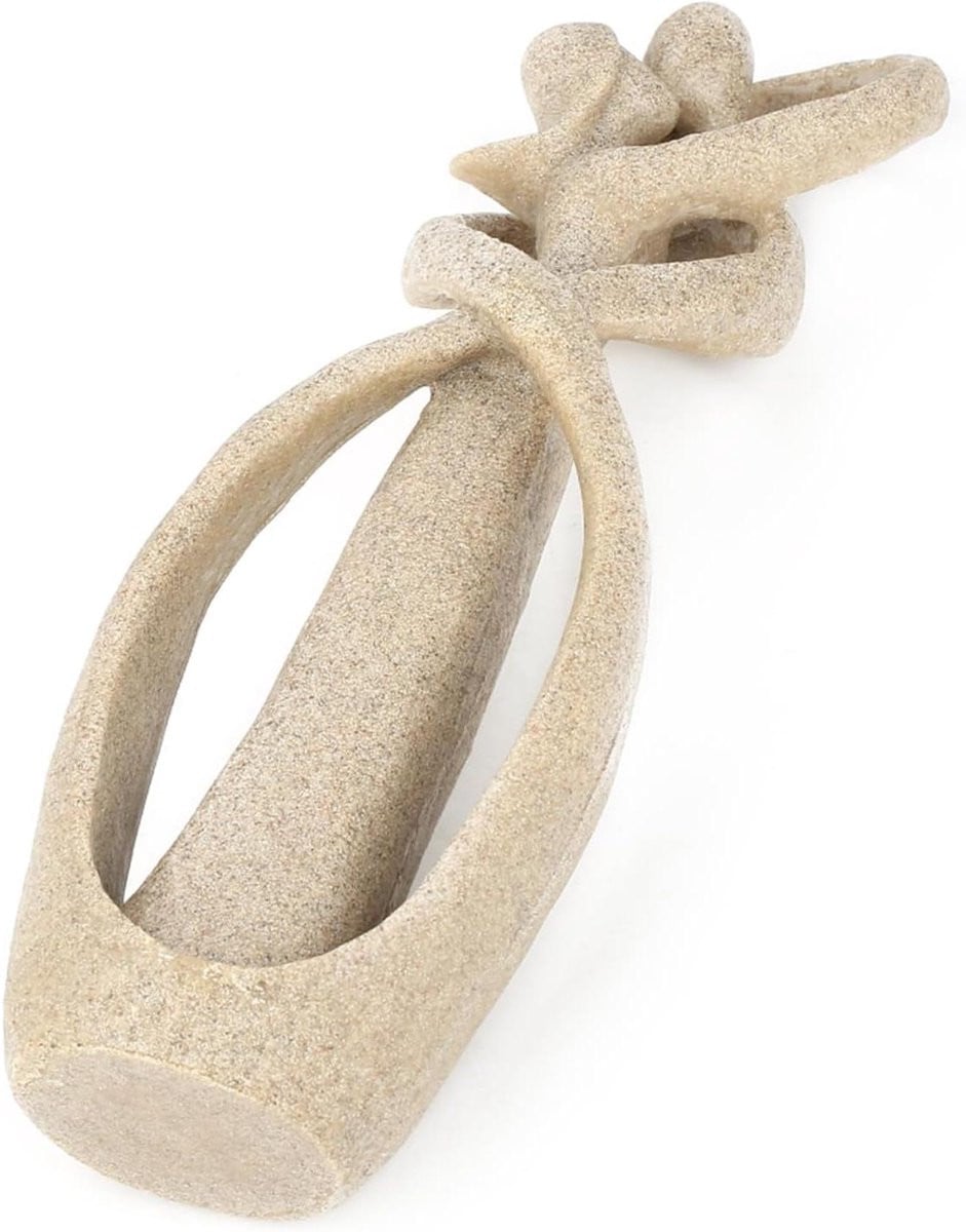 Zandsteen Beeldje Liefdespaar Sculptuur Bruin - Handgemaakt Vintage Stijl Interieur Decoratie