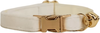 Inspire Picks Personalized Velvet Cat Collar With Engraved Name & Bow Bell white