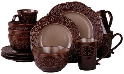 Elama Rim Deco 16-pc. Stoneware Dinnerware Set