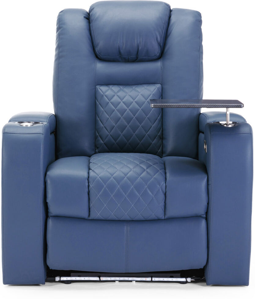 Latitude Run Yacine Broadway Cinema Recliner Electric Chair with Tray Blue 107cm H X 95cm W X 91cm D