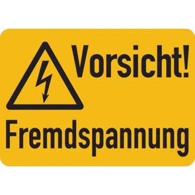 Warnschild, Vorsicht! Fremdspannung, Folie - ISO 7010 - 52x37 mm Folie selbstklebend