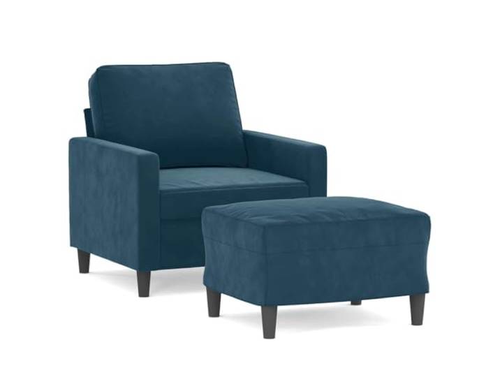 GHVBNMF Relaxsessel mit Hocker Blau 60cm Polstersessel Samt 2er Set Gemütliches Sitzmöbel für Wohnzimmer und Schlafzimmer mit weicher Polsterung, stabilem Metallgestell und Fußablage.