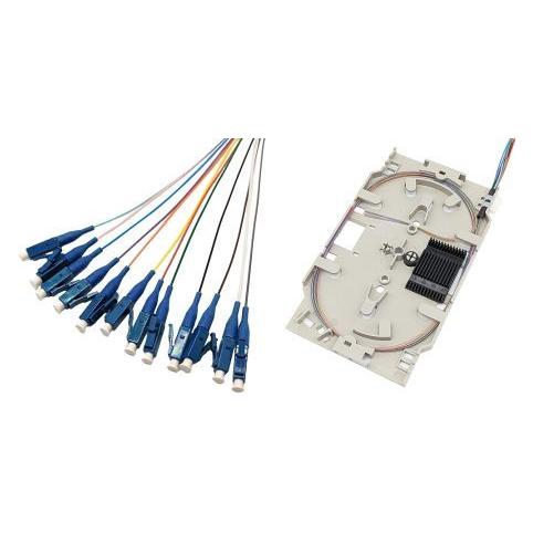 Tecline LWL Spleisskassette mit 12x Faserpigtail OS2, farbig, LC/UPC, 2,0 m, 12 Stück (20500033)