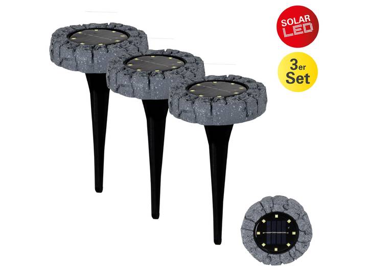 Solarleuchte Boden 3er Set Solarlampe Garten Bodenstrahler Außen Solar 4125816